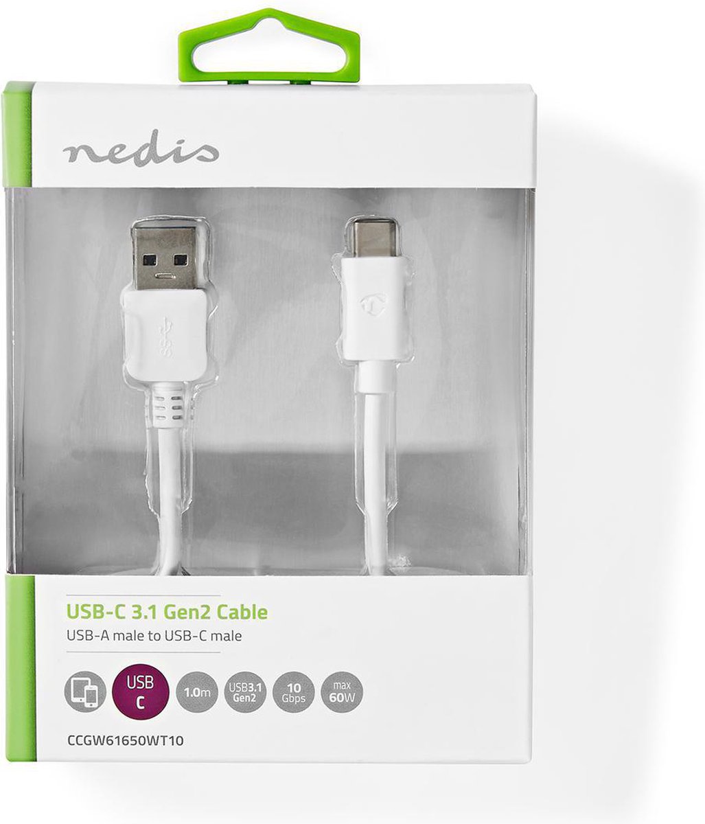 Nedis Usb-kabel - Wit - 1.00 M