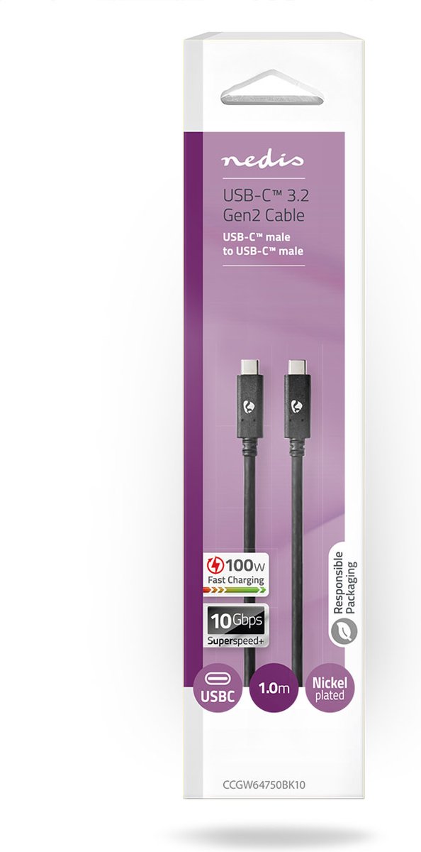Nedis Usb-kabel 1.00 M - Zwart