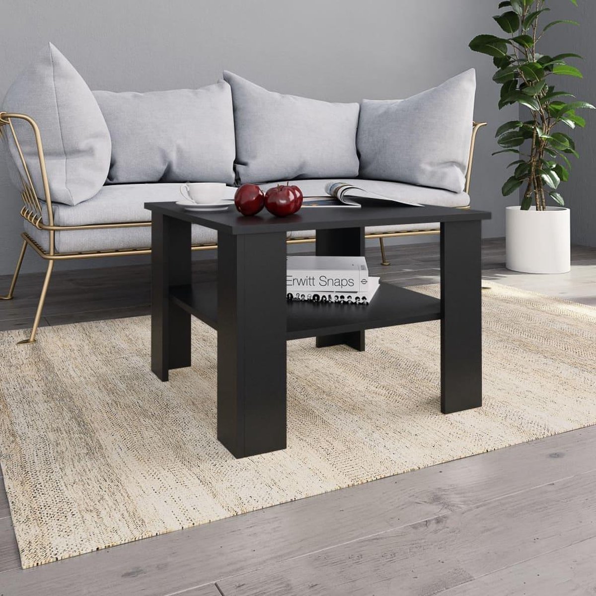 Vidaxl Salontafel 60x60x42 Cm Spaanplaat - Negro