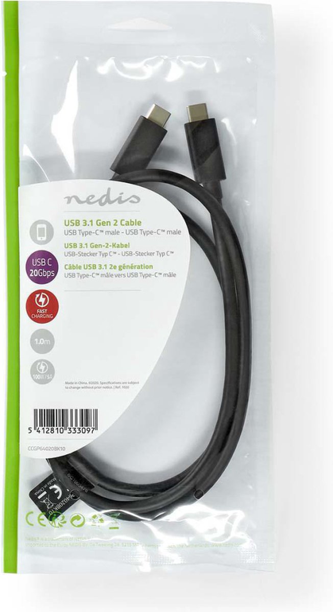 Nedis Usb-kabel 1.00 M - Zwart