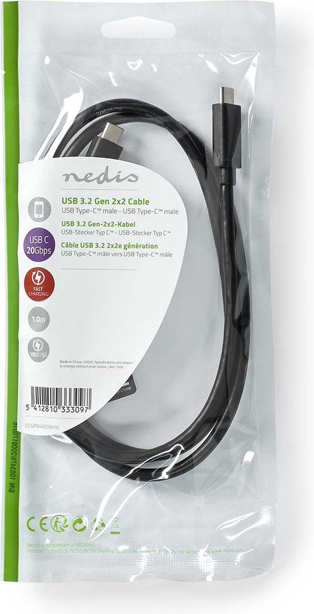 Nedis Usb-kabel 1.00 M - Zwart