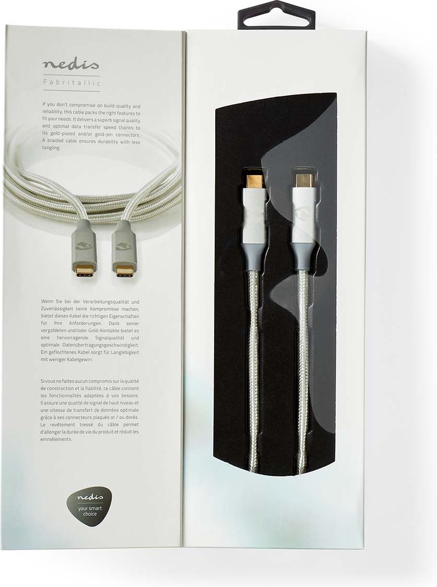 Nedis Usb-kabel - Zilver - 2.00 M