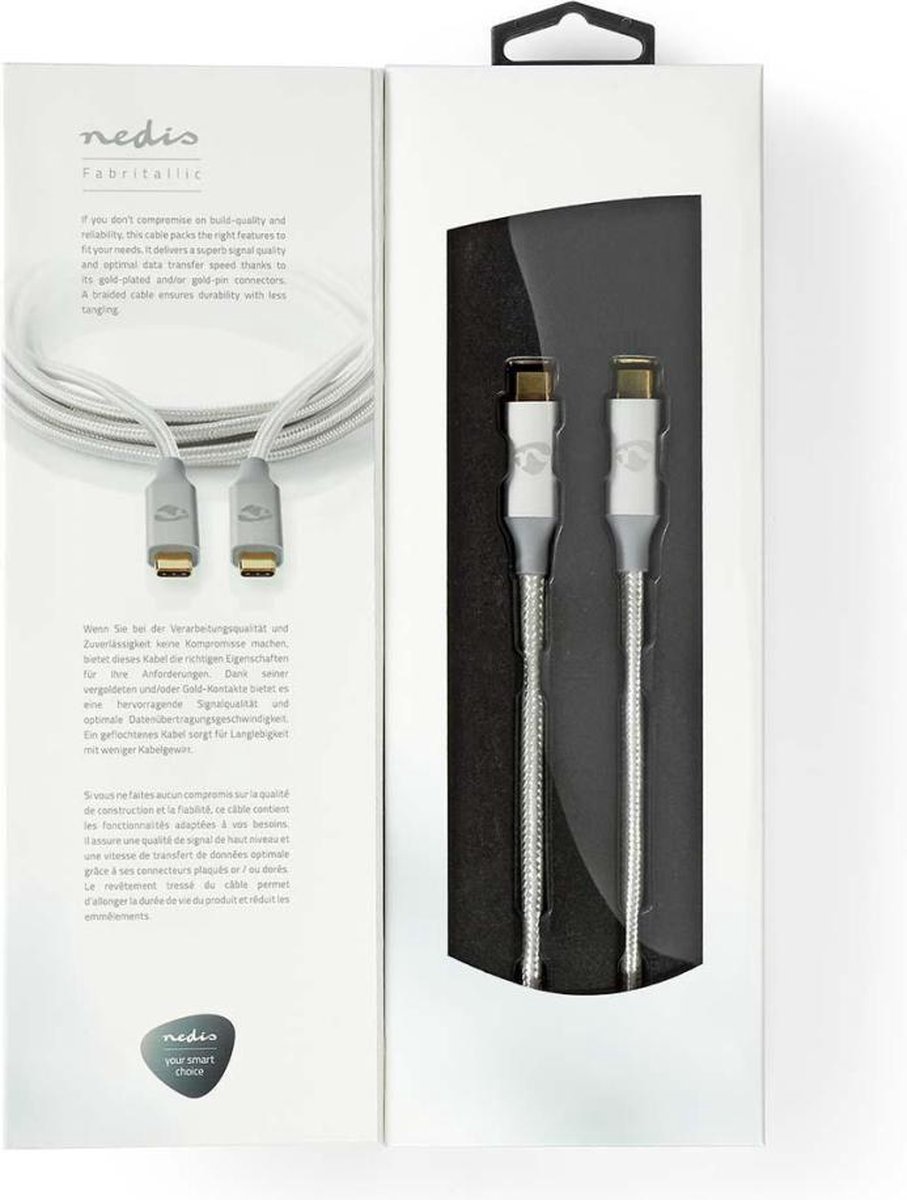 Nedis Usb-kabel - Zilver - 2.00 M