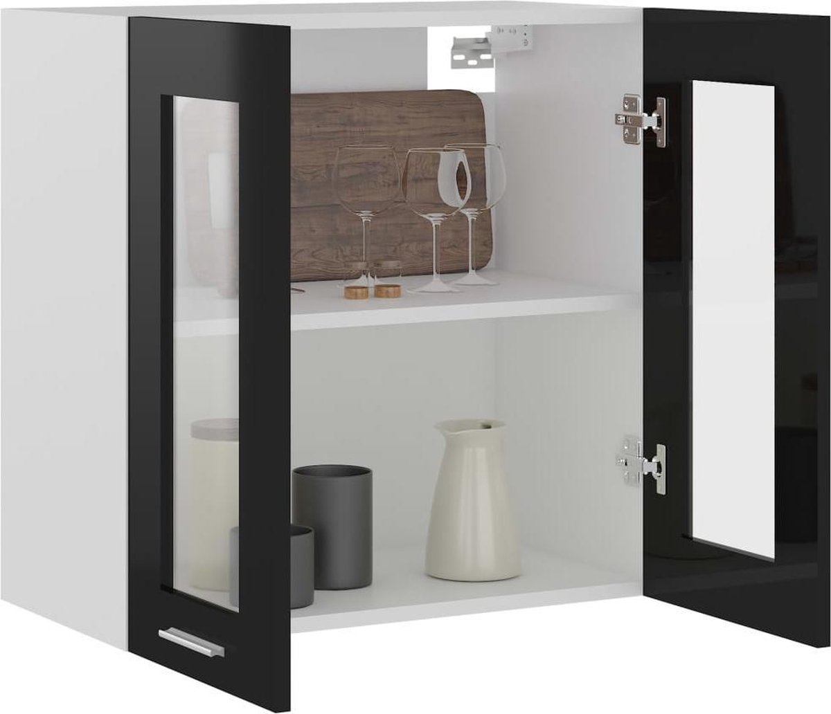 Vidaxl Hangkast 60x31x60 Cm Spaanplaat Hoogglans - Zwart