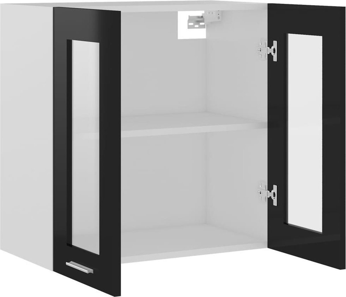 Vidaxl Hangkast 60x31x60 Cm Spaanplaat Hoogglans - Zwart