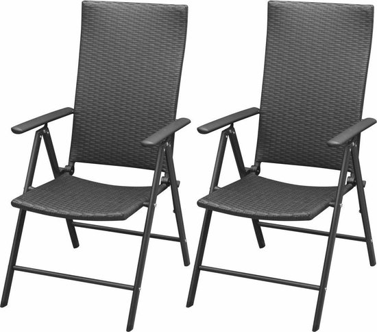 Vidaxl Tuinstoelen Stapelbaar 2 St Poly Rattan - Zwart