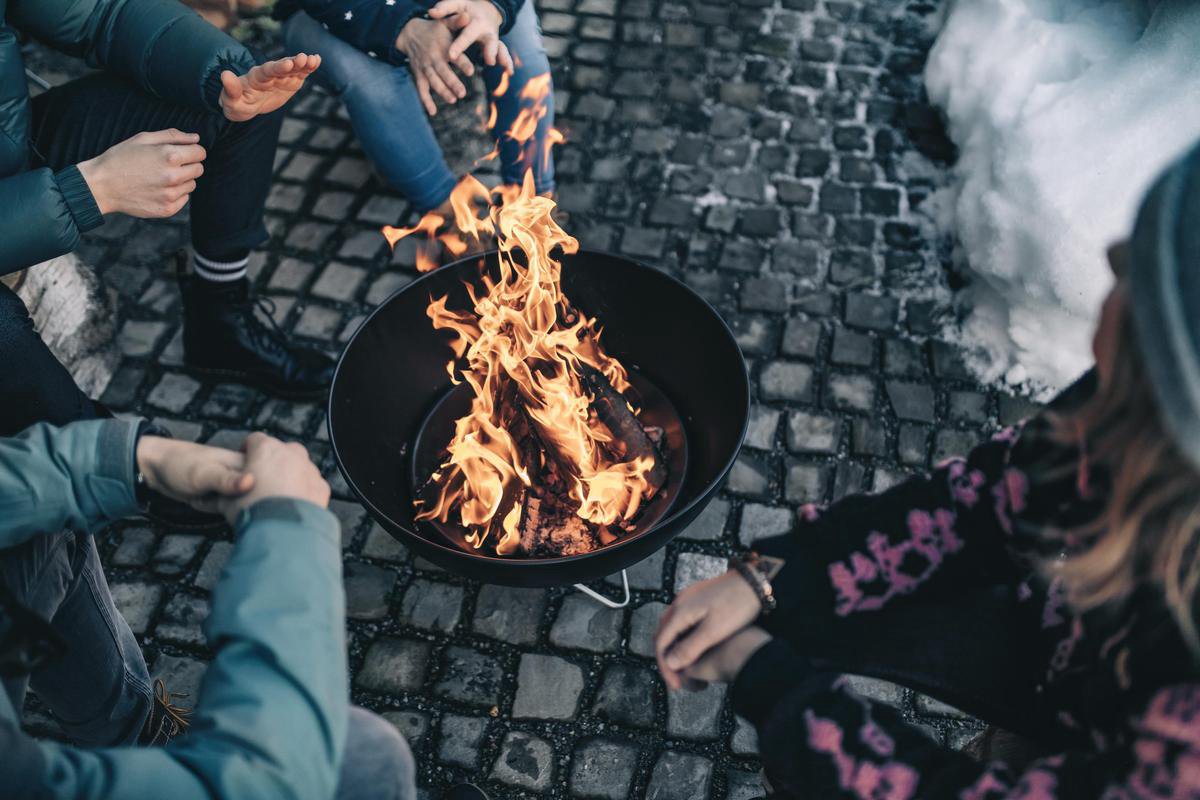 Bowl Vuurschaal Met Wirebase Laag - Zwart