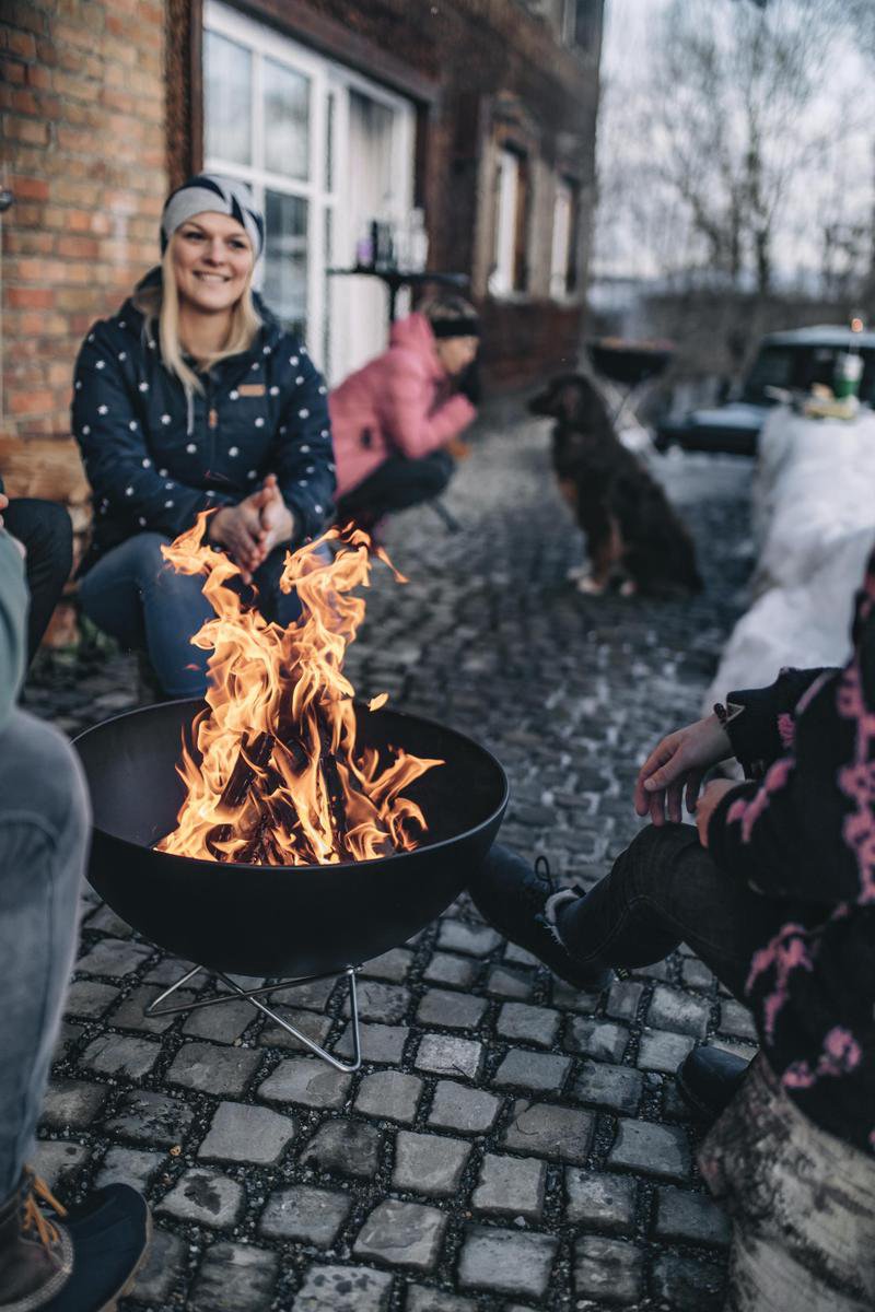 Bowl Vuurschaal Met Wirebase Laag - Zwart