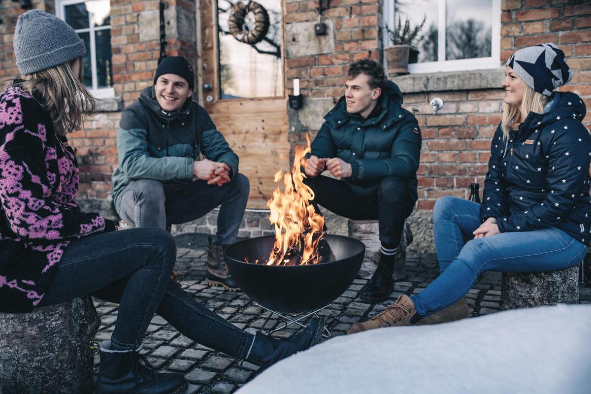 Bowl Vuurschaal Met Wirebase Laag - Zwart