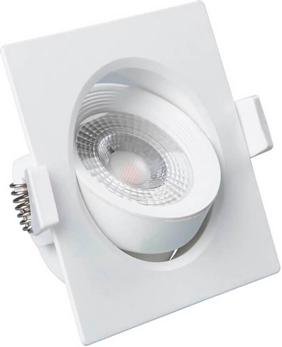 BES LED Led Spot - Inbouwspot - Facto Niron - 7w - Warm Wit 3000k - Mat Wit - Vierkant - Kantelbaar