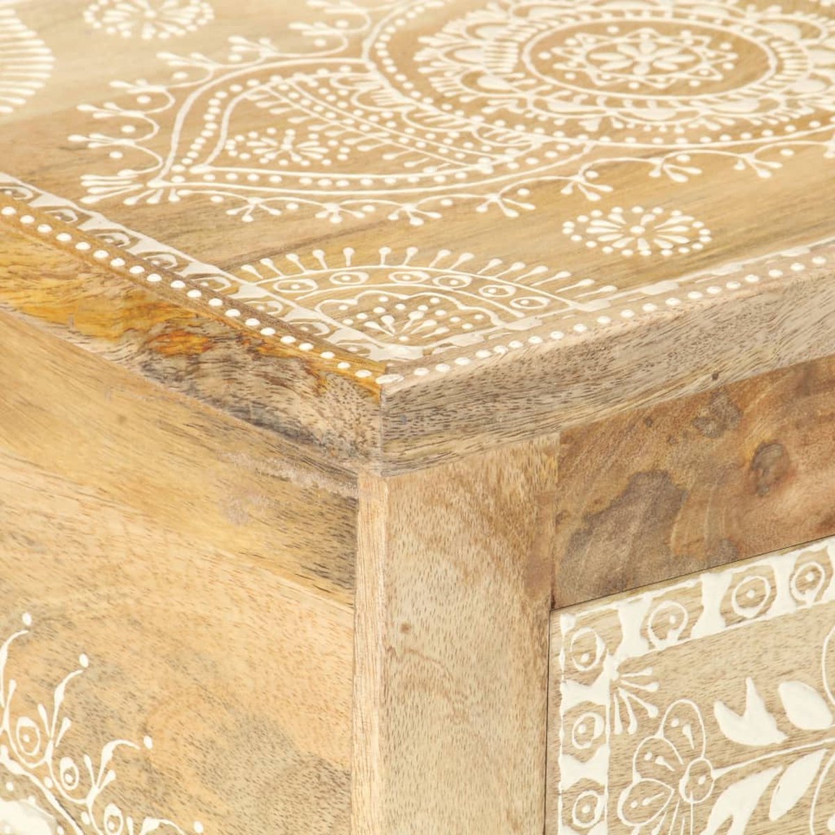 Vidaxl Nachtkastje Handgeschilderd 40x30x60 Cm Massief Mangohout - Bruin