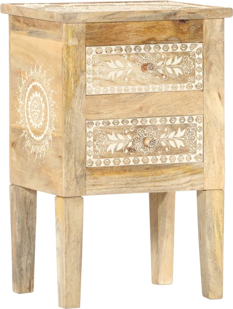 Vidaxl Nachtkastje Handgeschilderd 40x30x60 Cm Massief Mangohout - Bruin