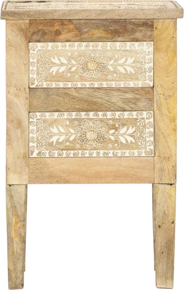 Vidaxl Nachtkastje Handgeschilderd 40x30x60 Cm Massief Mangohout - Bruin