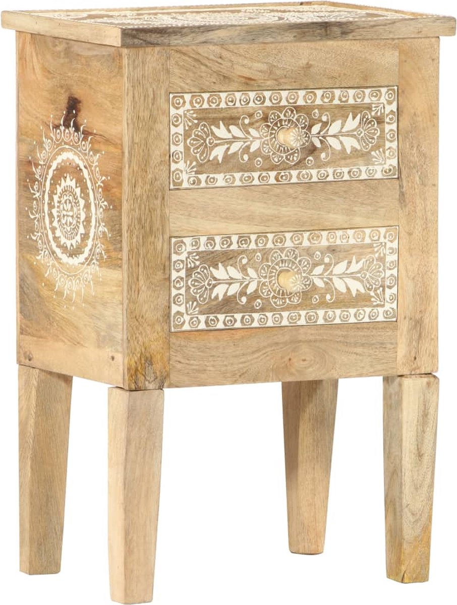 Vidaxl Nachtkastje Handgeschilderd 40x30x60 Cm Massief Mangohout - Bruin