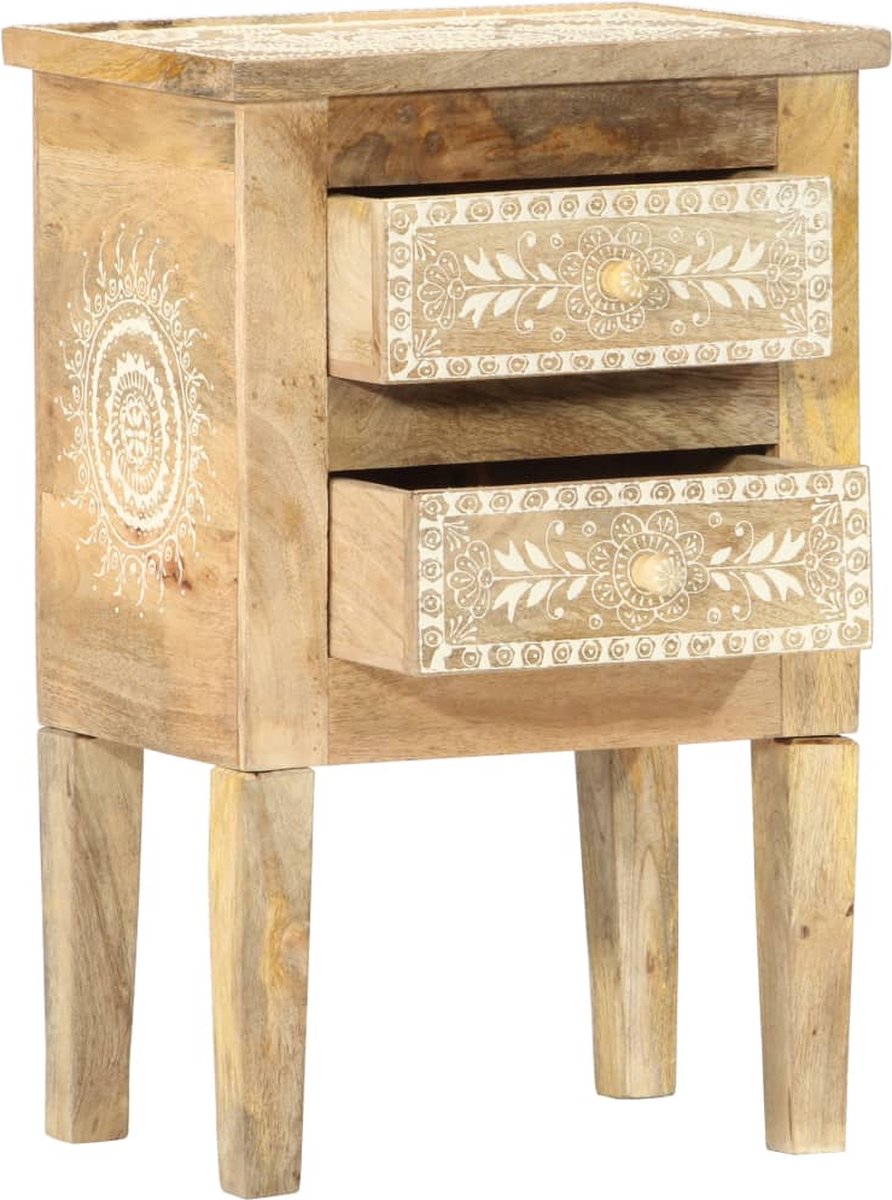 Vidaxl Nachtkastje Handgeschilderd 40x30x60 Cm Massief Mangohout - Bruin