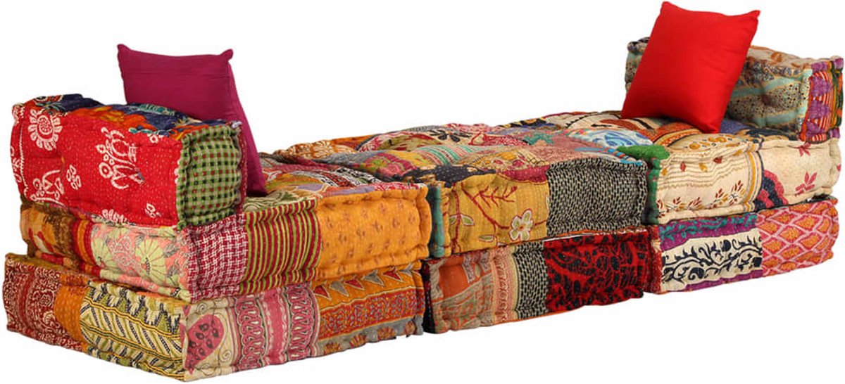 Vidaxl Driezits Slaapbank Modulair Stof Patchwork