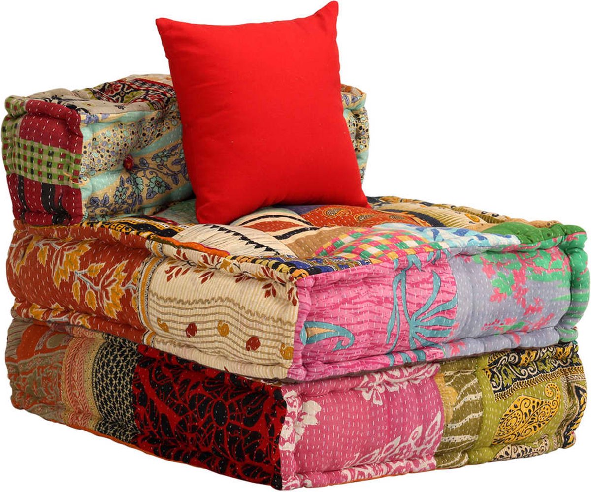 Vidaxl Driezits Slaapbank Modulair Stof Patchwork