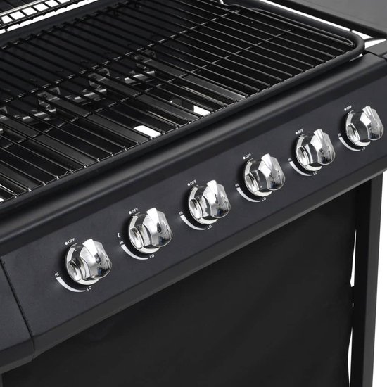 Vidaxl Gasbarbecue Met 6 Kookzones Staal - Zwart