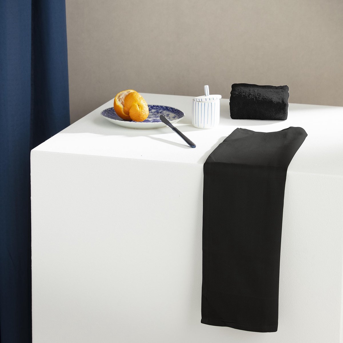 DDDDD Theedoek Logo - 60x65 Cm - Black - 6 Stuks - Zwart