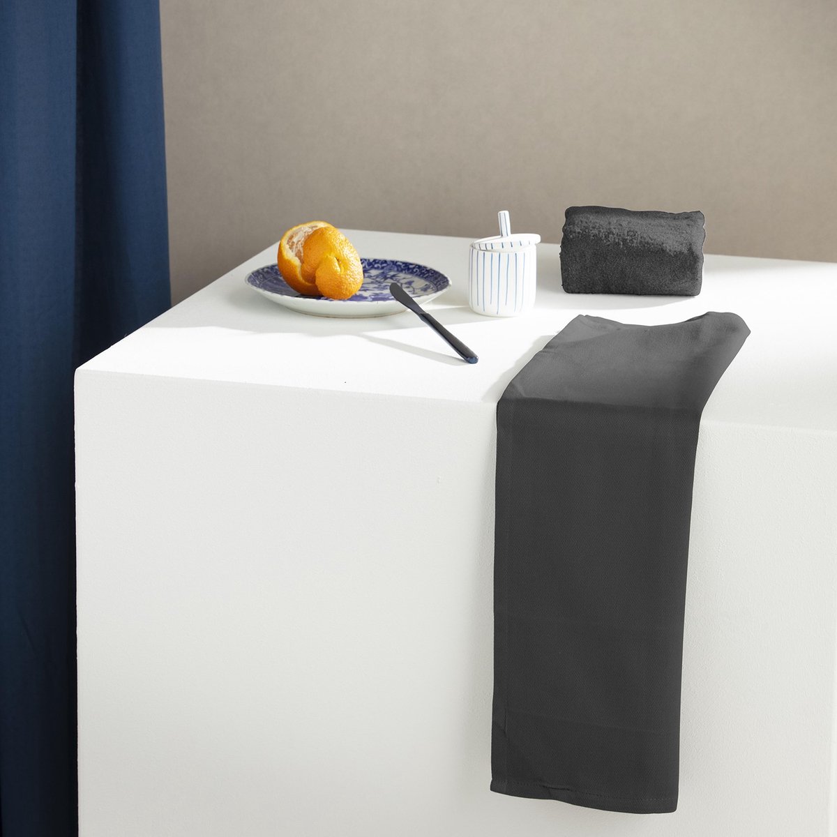 DDDDD Theedoek Logo - 60x65 Cm - Anthracite - 6 Stuks - Grijs