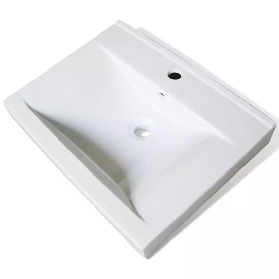 Vidaxl Luxe Wastafel Met Kraangat Rechthoekig Keramiek 60x46 Cm - Blanco