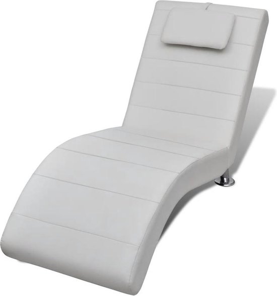 Vidaxl Chaise Longue Met Kussen Kunstleer - Blanco