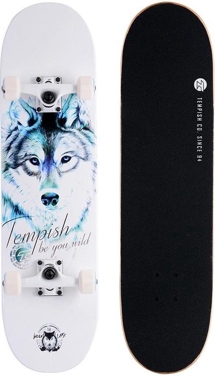 Tempish skateboard Blue Wolf 31 x 8 inch hout wit/zwart
