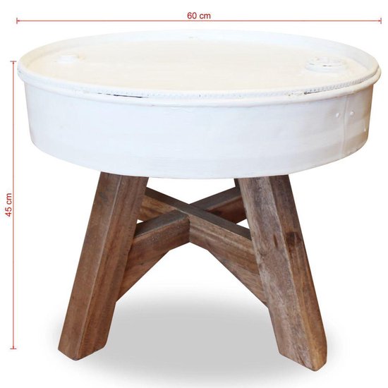 Vidaxl Salontafel 60x45 Cm Massief Gerecycled Hout - Wit