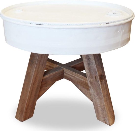 Vidaxl Salontafel 60x45 Cm Massief Gerecycled Hout - Wit