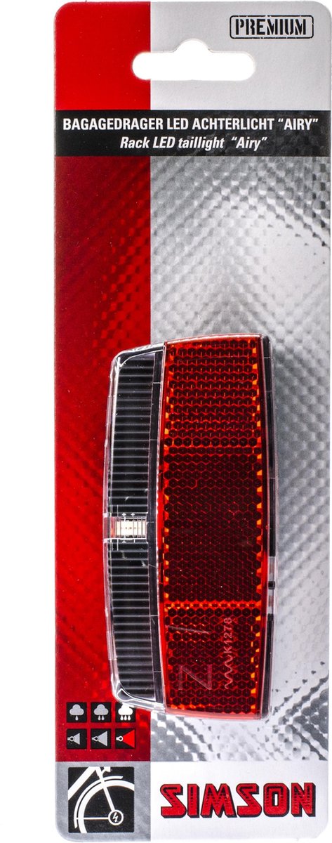 Simson Achterlicht Airy Led Naafdynamo Bagagedrager - Rood