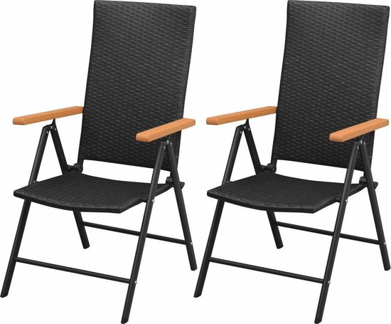 Vidaxl Tuinstoelen Stapelbaar 2 St Poly Rattan - Zwart