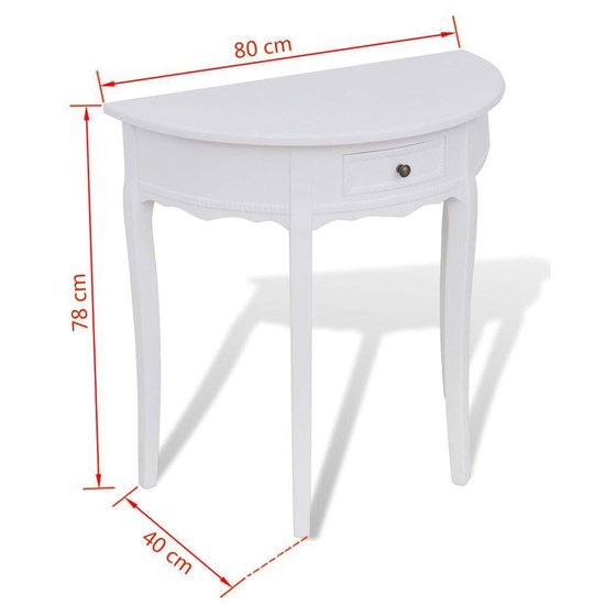 Vidaxl Wandtafel Met Lade Halfrond - Wit