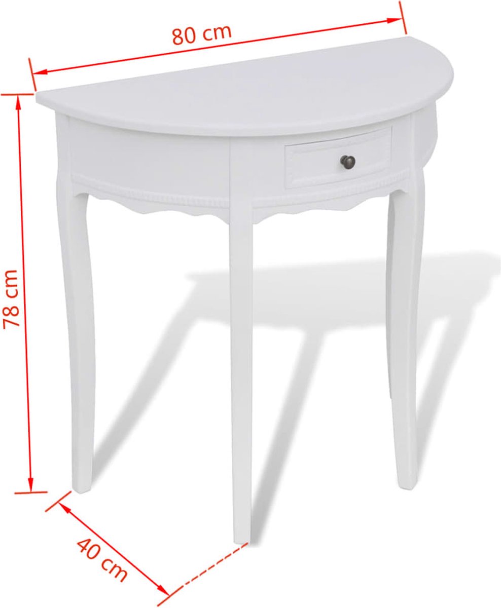Vidaxl Wandtafel Met Lade Halfrond - Wit