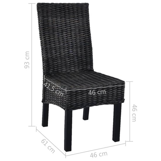 Vidaxl Eetkamerstoelen 4 St Kubu Rattan En Mangohout - Zwart