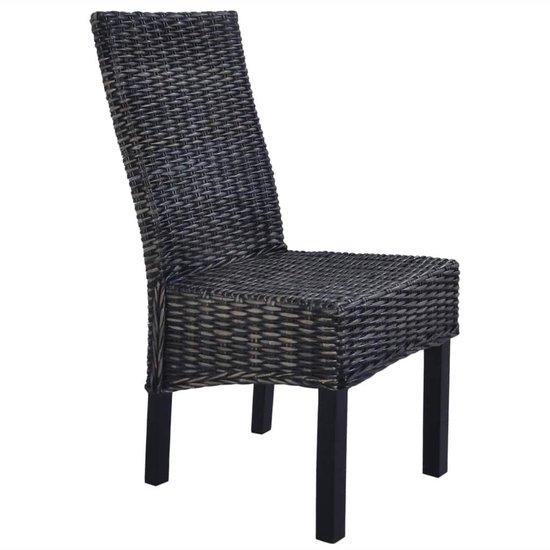 Vidaxl Eetkamerstoelen 4 St Kubu Rattan En Mangohout - Zwart