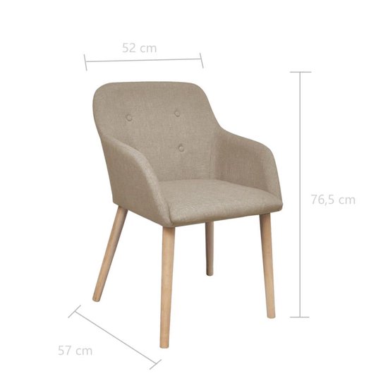 Vidaxl Eetkamerstoelen 2 St Stof En Massief Eikenhout - Beige