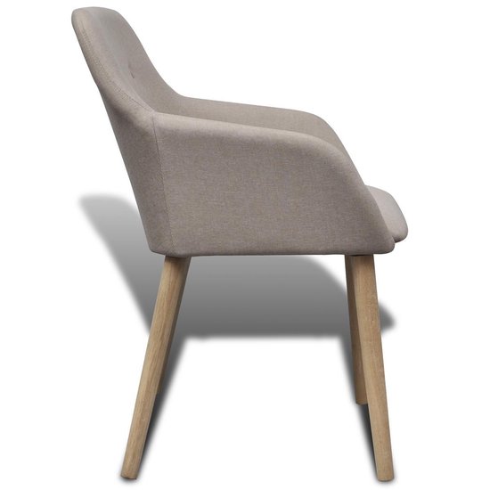 Vidaxl Eetkamerstoelen 2 St Stof En Massief Eikenhout - Beige