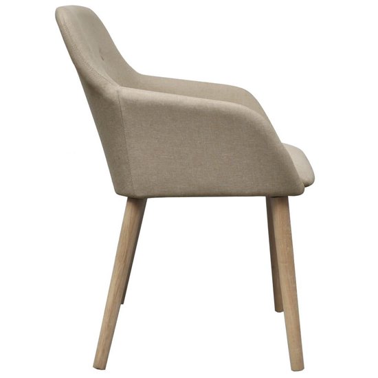 Vidaxl Eetkamerstoelen 2 St Stof En Massief Eikenhout - Beige