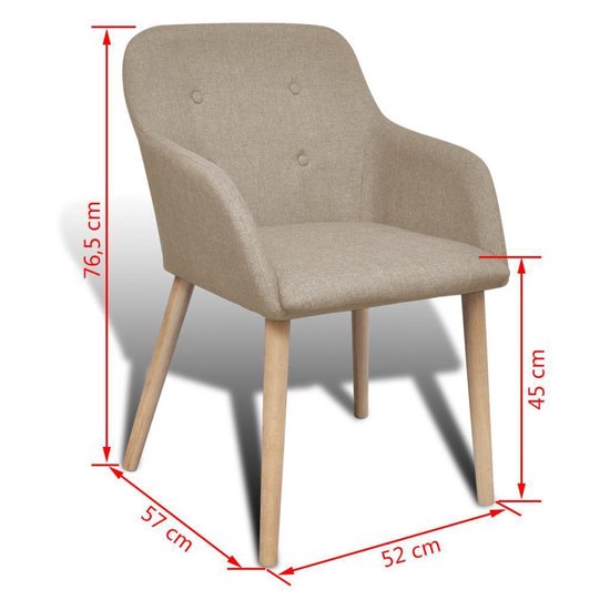 Vidaxl Eetkamerstoelen 2 St Stof En Massief Eikenhout - Beige