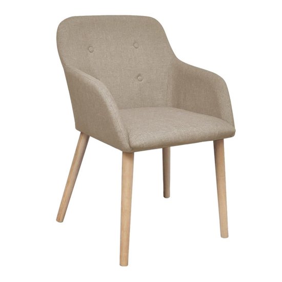 Vidaxl Eetkamerstoelen 2 St Stof En Massief Eikenhout - Beige