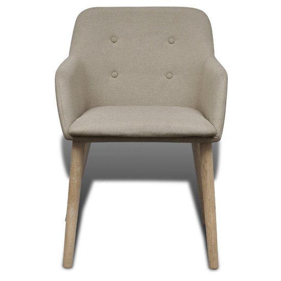 Vidaxl Eetkamerstoelen 2 St Stof En Massief Eikenhout - Beige