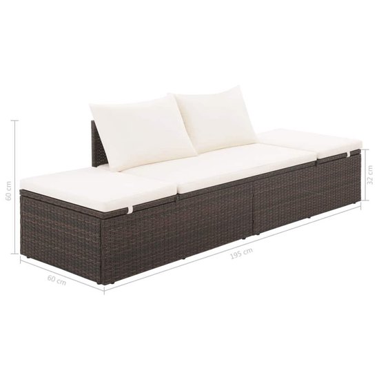 Vidaxl Tuinbed 195x60 Cm Poly Rattan - Bruin