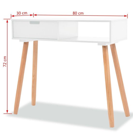 Vidaxl Wandtafel 80x30x72 Cm Massief Grenenhout - Wit