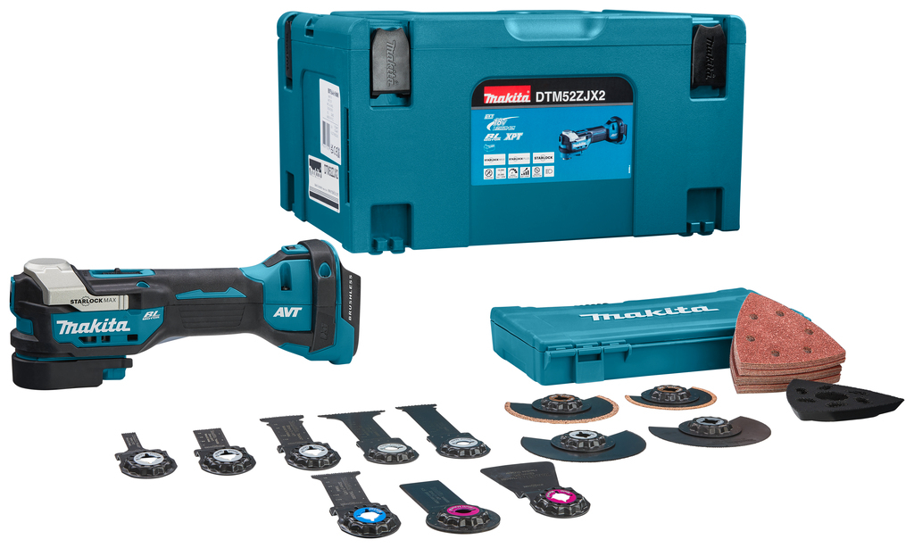 Makita DTM52ZJX2 18 V Multitool Zonder accu`s en lader, met accessoire set in M-box | Zonder Accu&apos;s & Lader