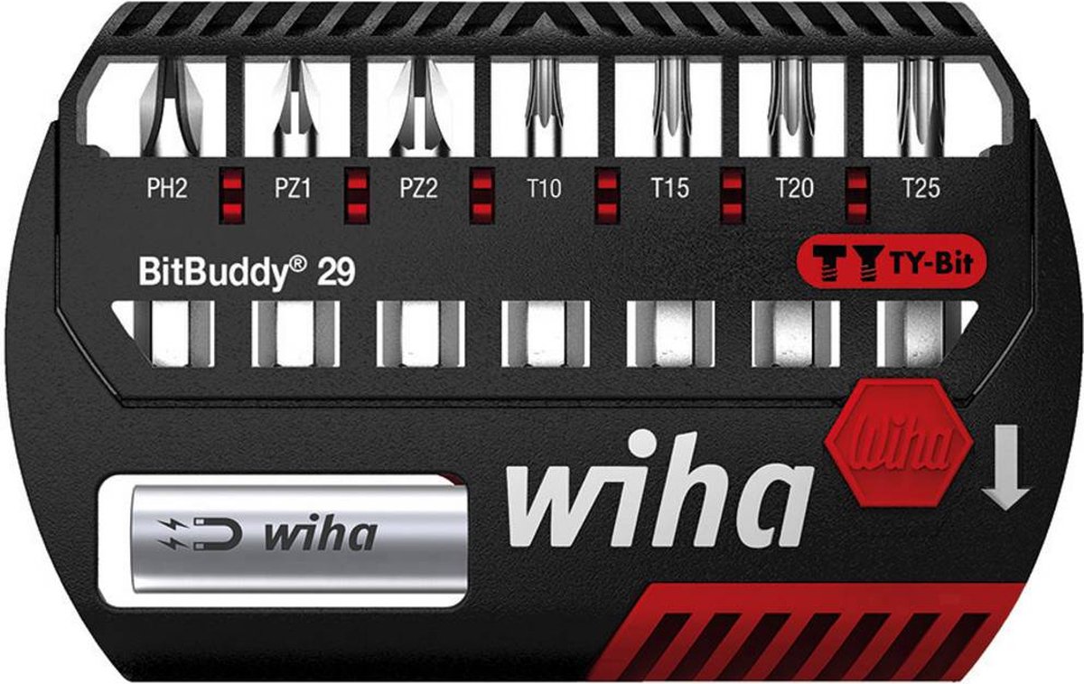 Wiha Bitset BitBuddy® TY-bit 29 mm Phillips, Pozidriv, TORX® 9-delig 1/4" C6,3 - 42138