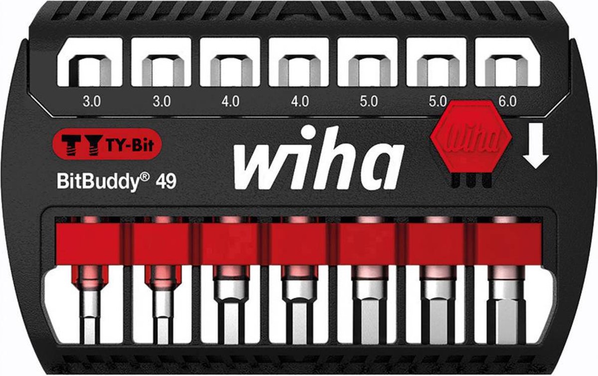 Wiha Bitset BitBuddy® TY-bit 49 mm zeskant 8-delig 1/4" E6,3 - 42114