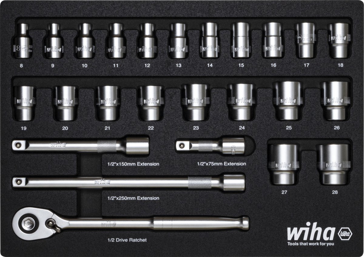 Wiha Ratelsleutelset | 1/2" | 26-delig | incl. schuiminzetstuk - 44740