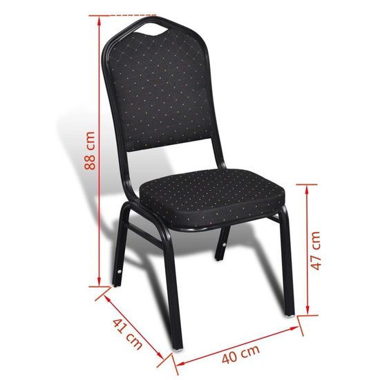 Vidaxl Eetkamerstoelen 10 St Stof - Zwart