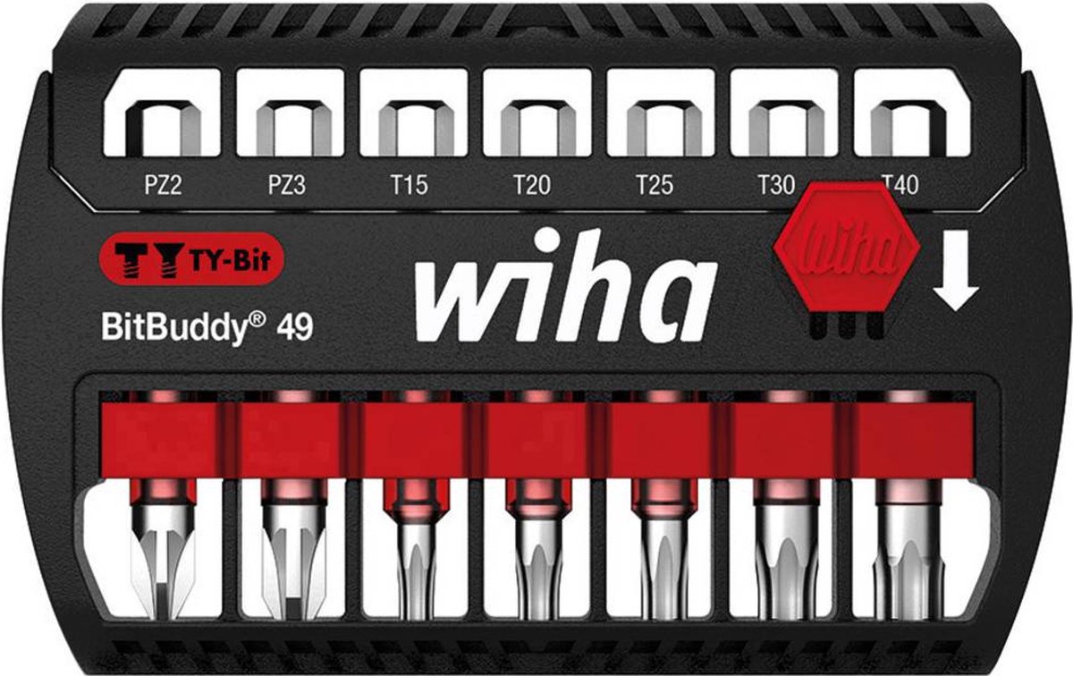 Wiha Bitset BitBuddy® TY-bit 49 mm Pozidriv, TORX® 8-delig 1/4" E6,3 - 42118