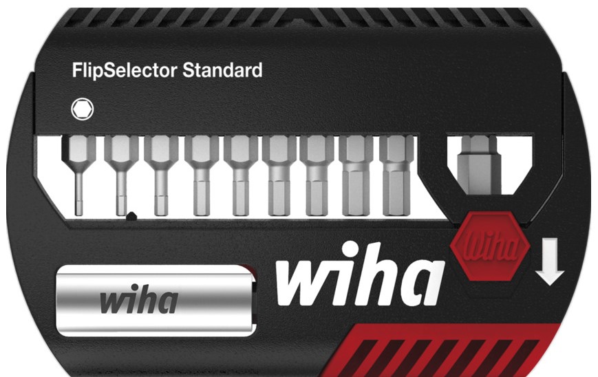 Wiha Bitset FlipSelector Standard 25 mm zeskant 15-delig 1/4" C6,3 met riemclip in blister - 39059